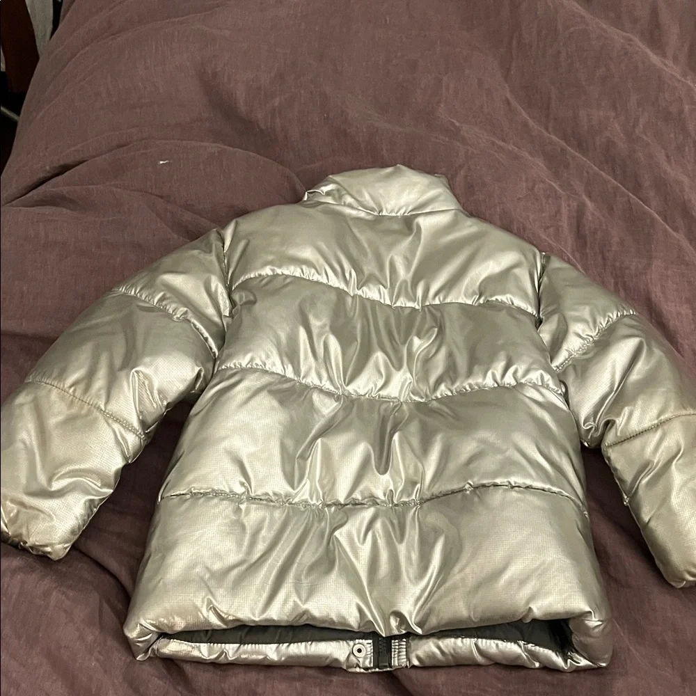 Zara Kids Shiny Silver Puffer Jacket - size 5/6